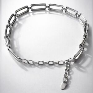 Silvertone Chain Link Belt, hook closure, 26-31”, GUC